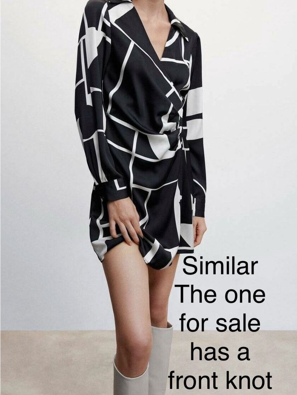 Black & White Geometric Wrap Dress